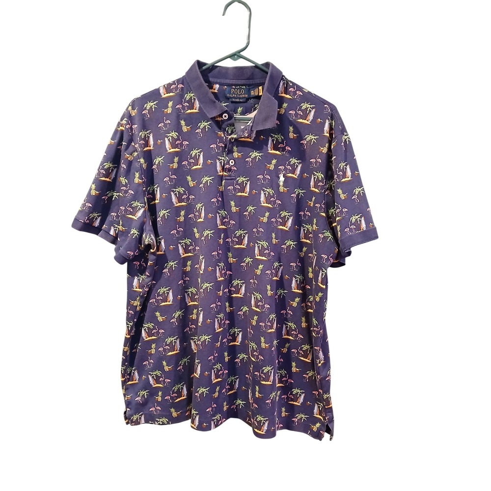 Polo Ralph Lauren Mens XXL Tropical Flamingo Pineapple Polo Shirt Classic Fit